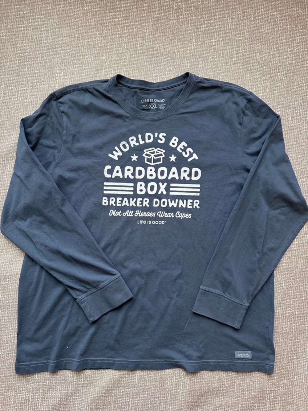 Life is Good Men’s XXL Cardboard Box Breaker Downer Long Sleeve Crusher Tee Blue